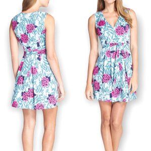 Plenty Ashley Floral Jacquard Dress size 10p, blue pink, NWT